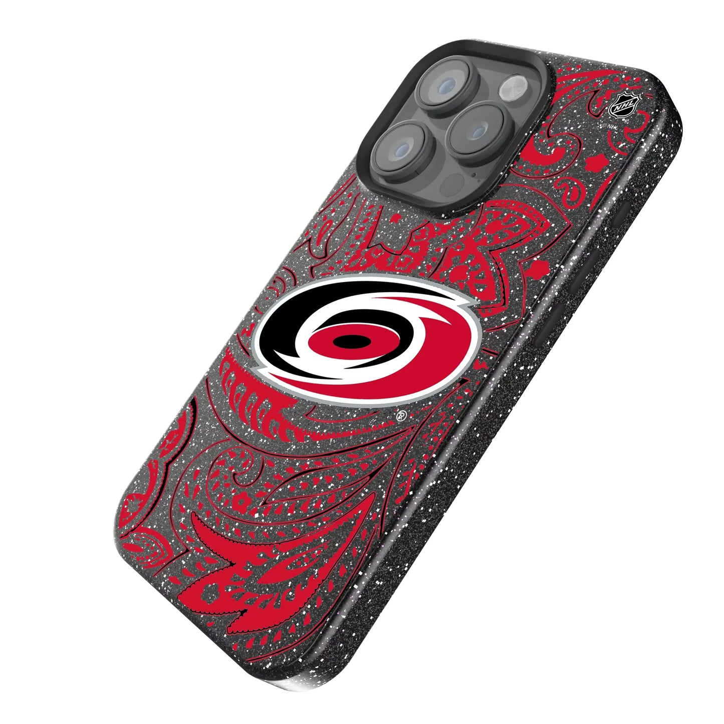 Carolina Hurricanes Paisley Black Bling Phone Case for Apple iPhone