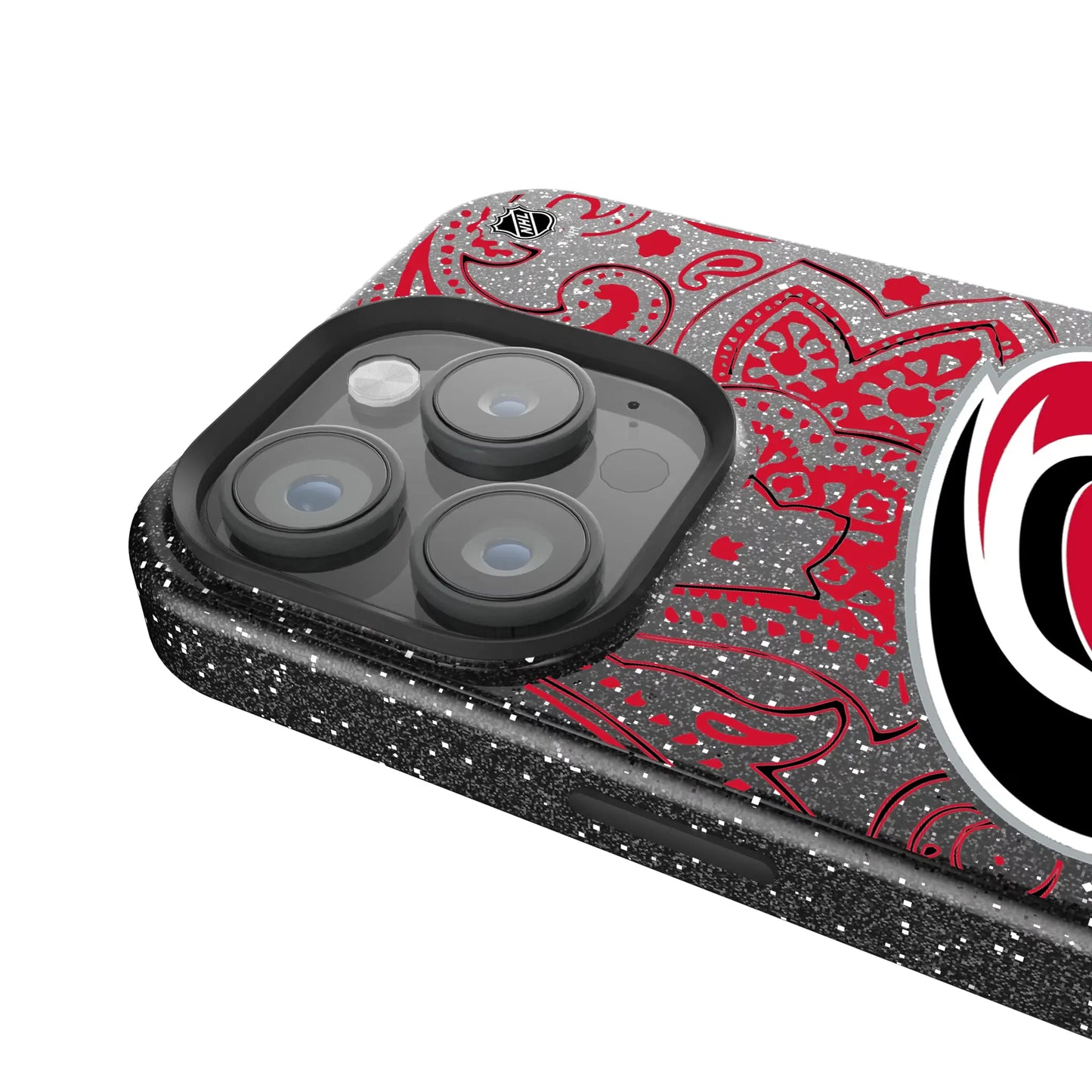 Carolina Hurricanes Paisley Black Bling Phone Case for Apple iPhone