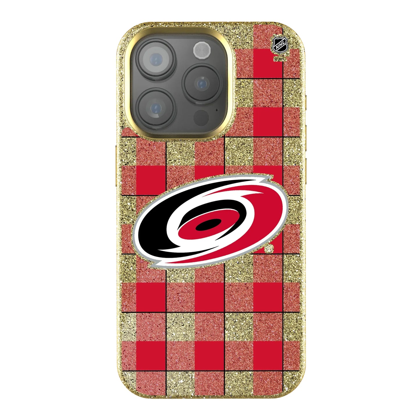 Carolina Hurricanes Plaid Bling Phone Case for Apple iPhone