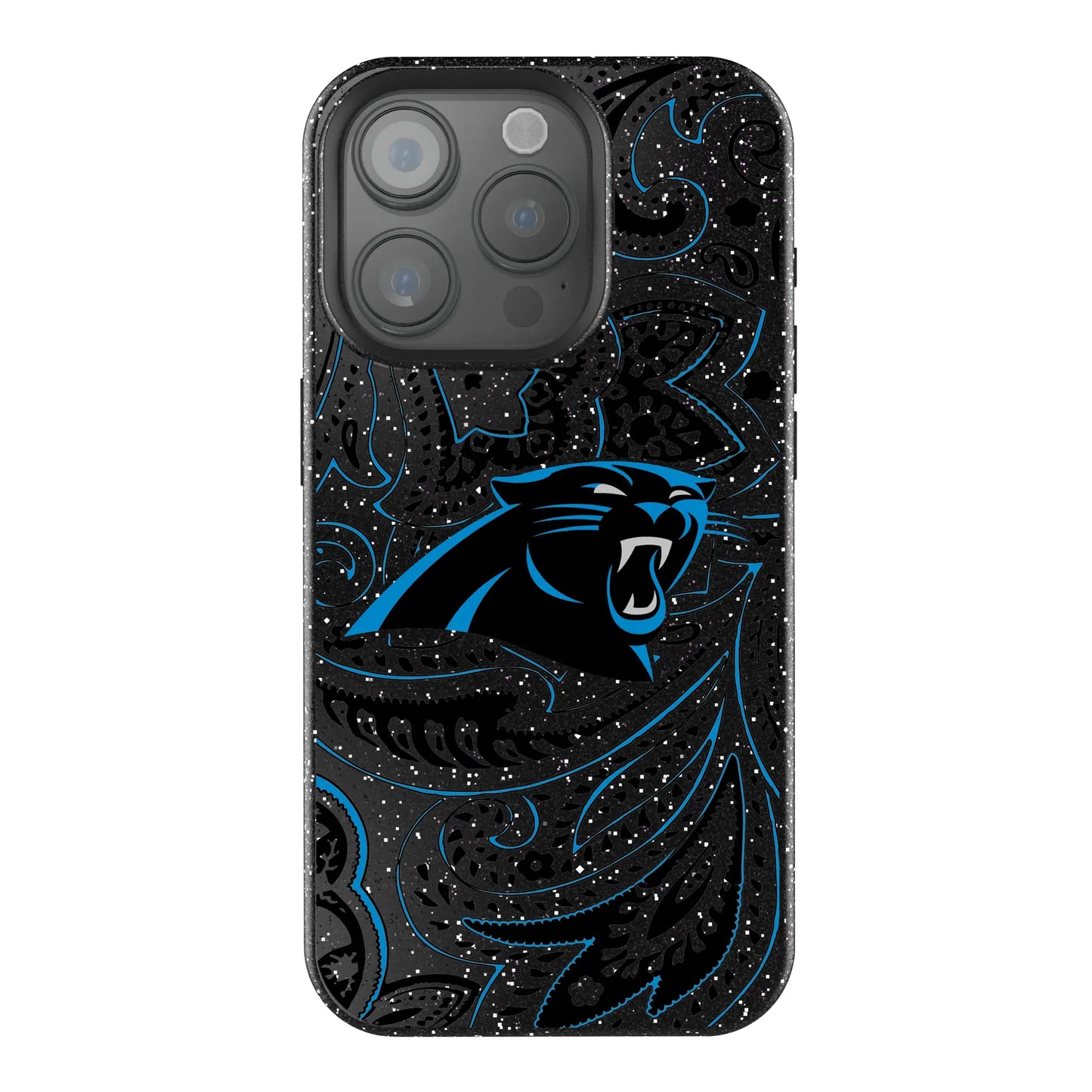 Carolina Panthers Paisley Black Bling Phone Case for Apple iPhone