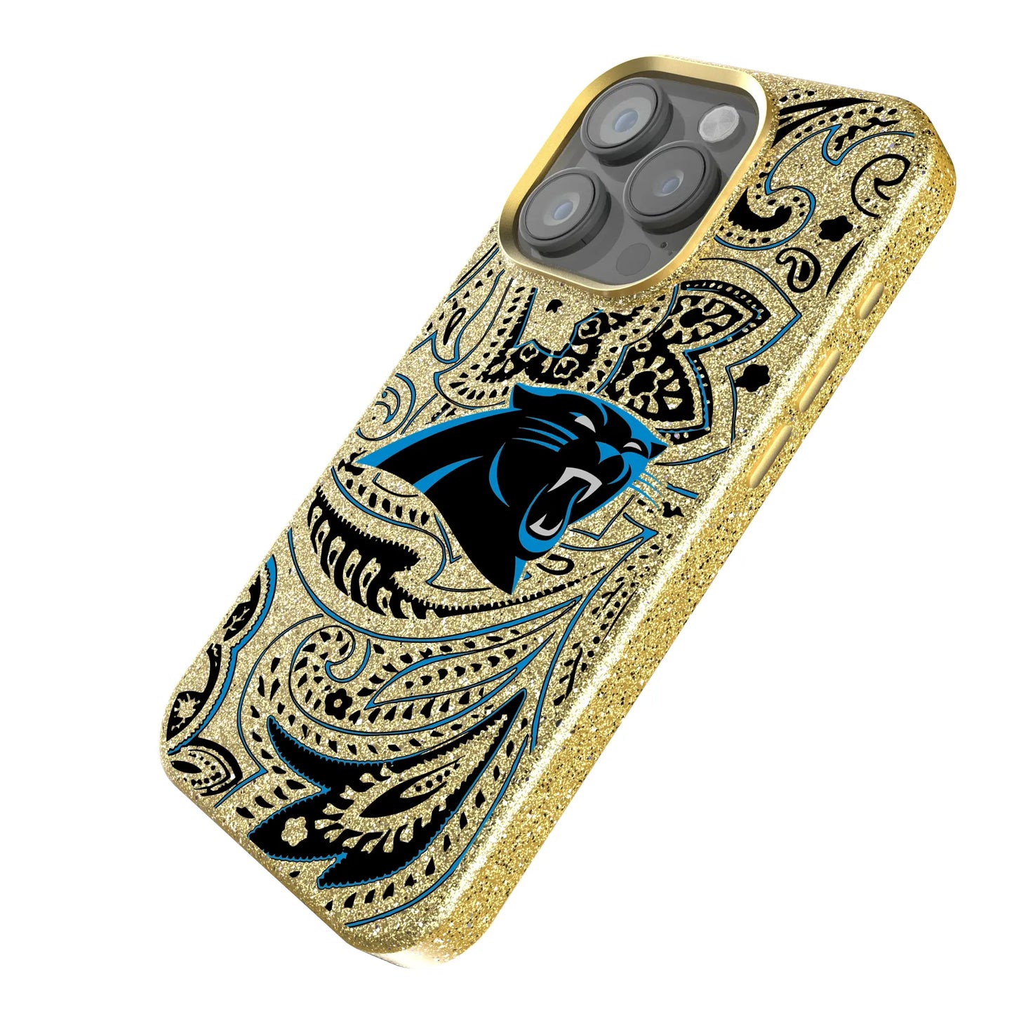 Carolina Panthers Paisley Bling Phone Case for Apple iPhone