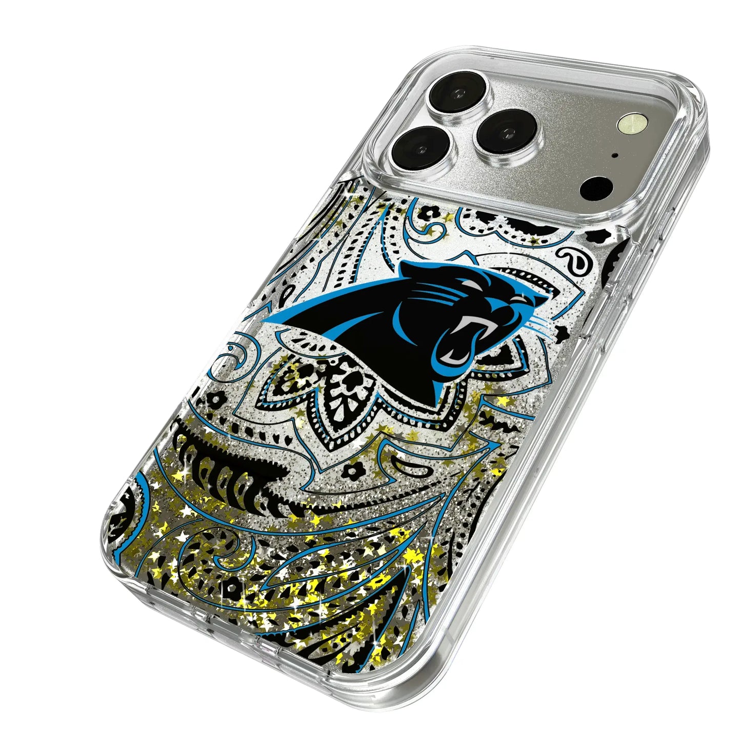 Carolina Panthers Paisley Glitter Phone Case for Apple iPhone