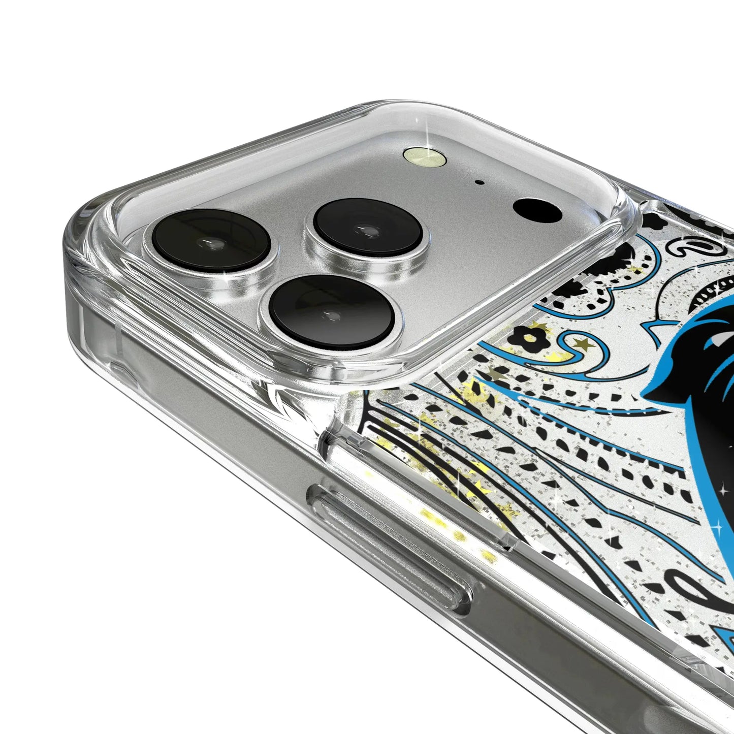Carolina Panthers Paisley Glitter Phone Case for Apple iPhone