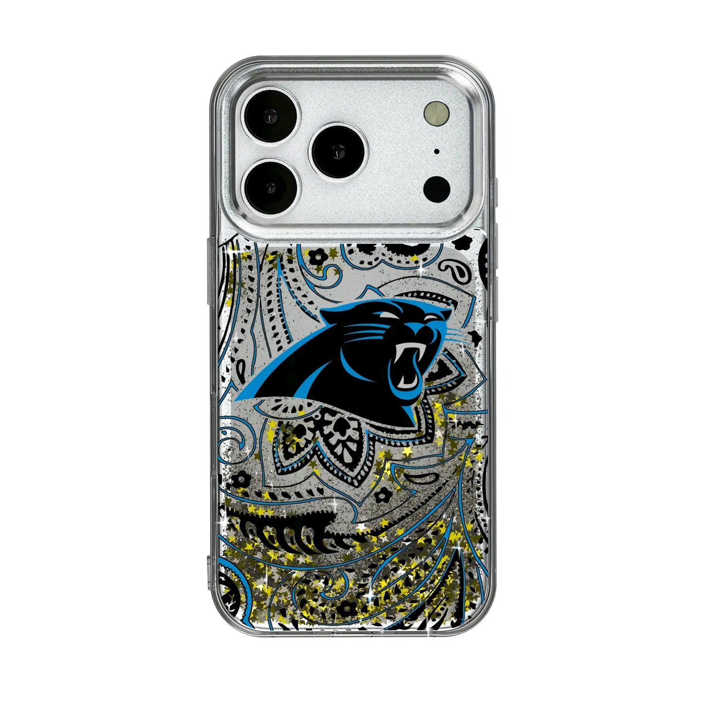 Carolina Panthers Paisley Glitter Phone Case for Apple iPhone