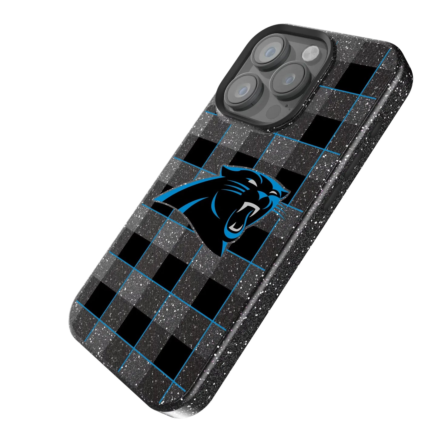 Carolina Panthers Plaid Black Bling Phone Case for Apple iPhone
