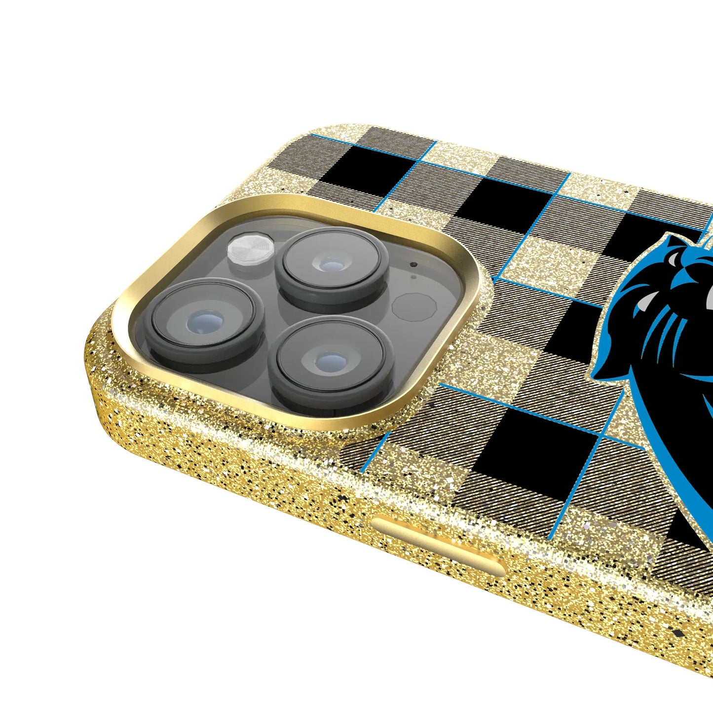 Carolina Panthers Plaid Bling Phone Case for Apple iPhone