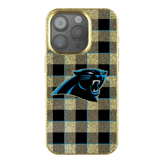 Carolina Panthers Plaid Bling Phone Case for Apple iPhone