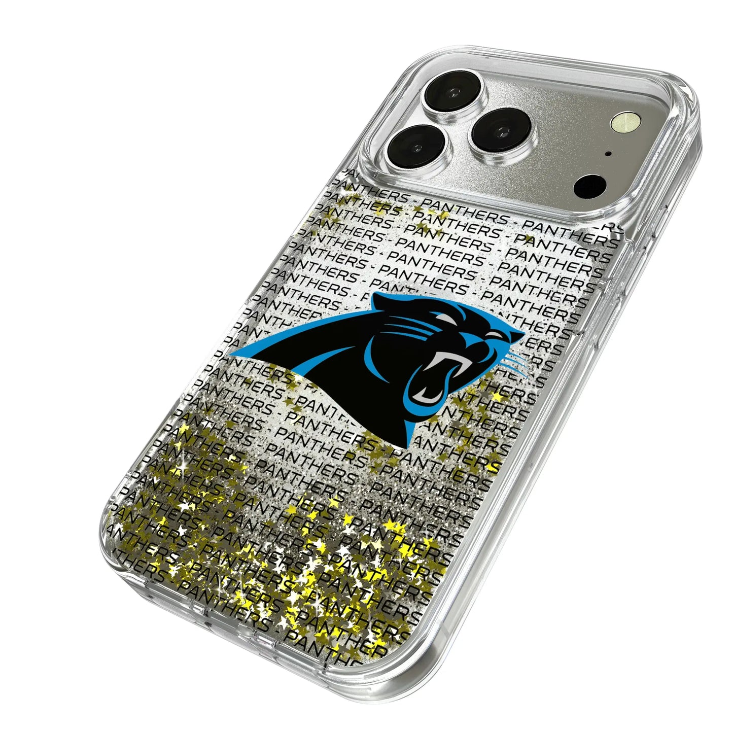 Carolina Panthers Text Backdrop Glitter Phone Case for Apple iPhone