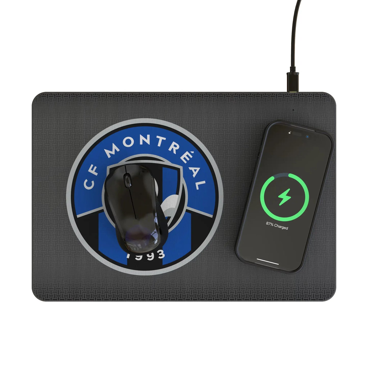CF Montreal Linen 15-Watt Wireless Charger and Mouse Pad