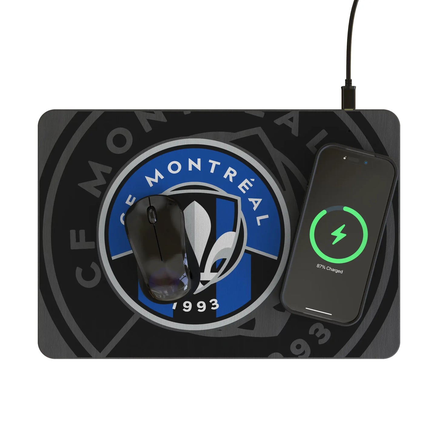 CF Montreal Monocolor Tilt 15-Watt Wireless Charger and Mouse Pad
