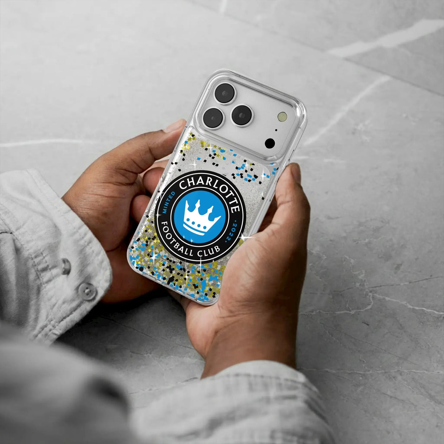 Charlotte FC Confetti Glitter Phone Case for Apple iPhone