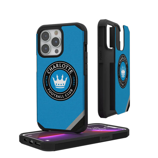 Charlotte FC Diagonal Stripe Rugged Phone Case for Apple iPhone