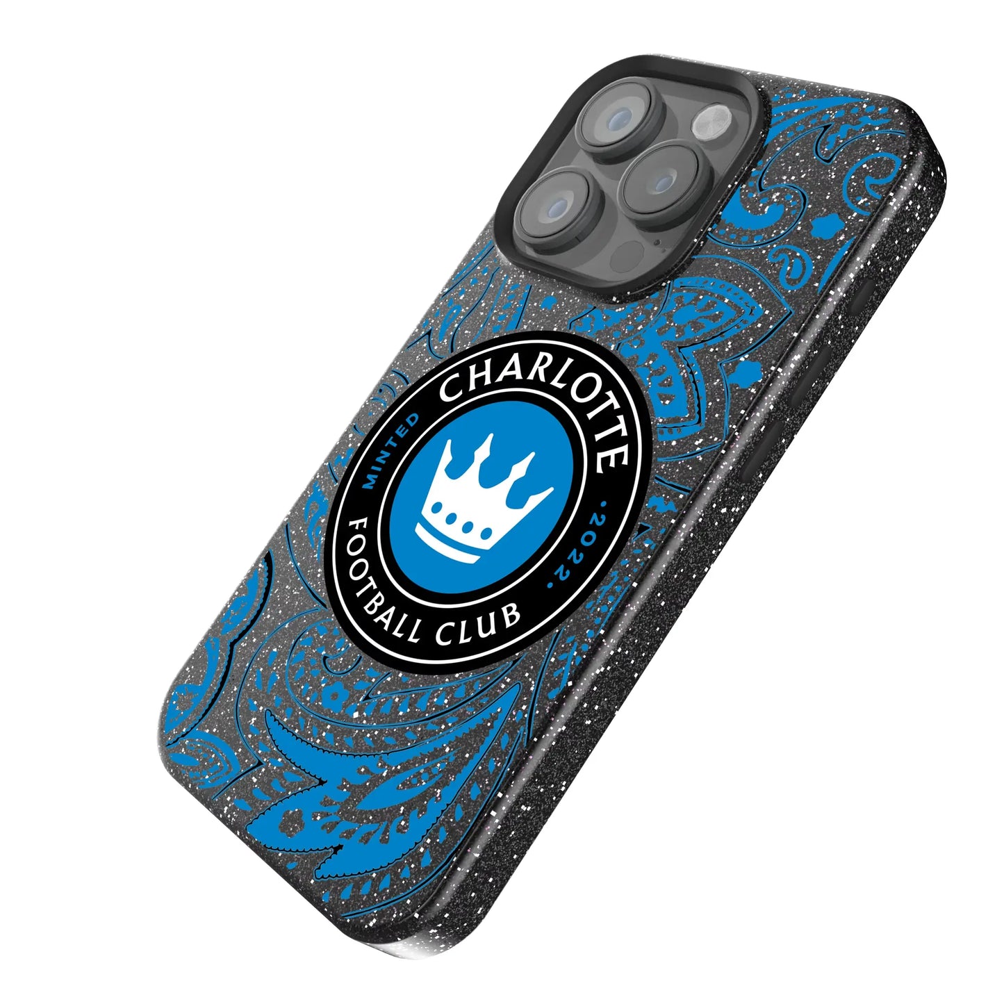 Charlotte FC Paisley Black Bling Phone Case for Apple iPhone