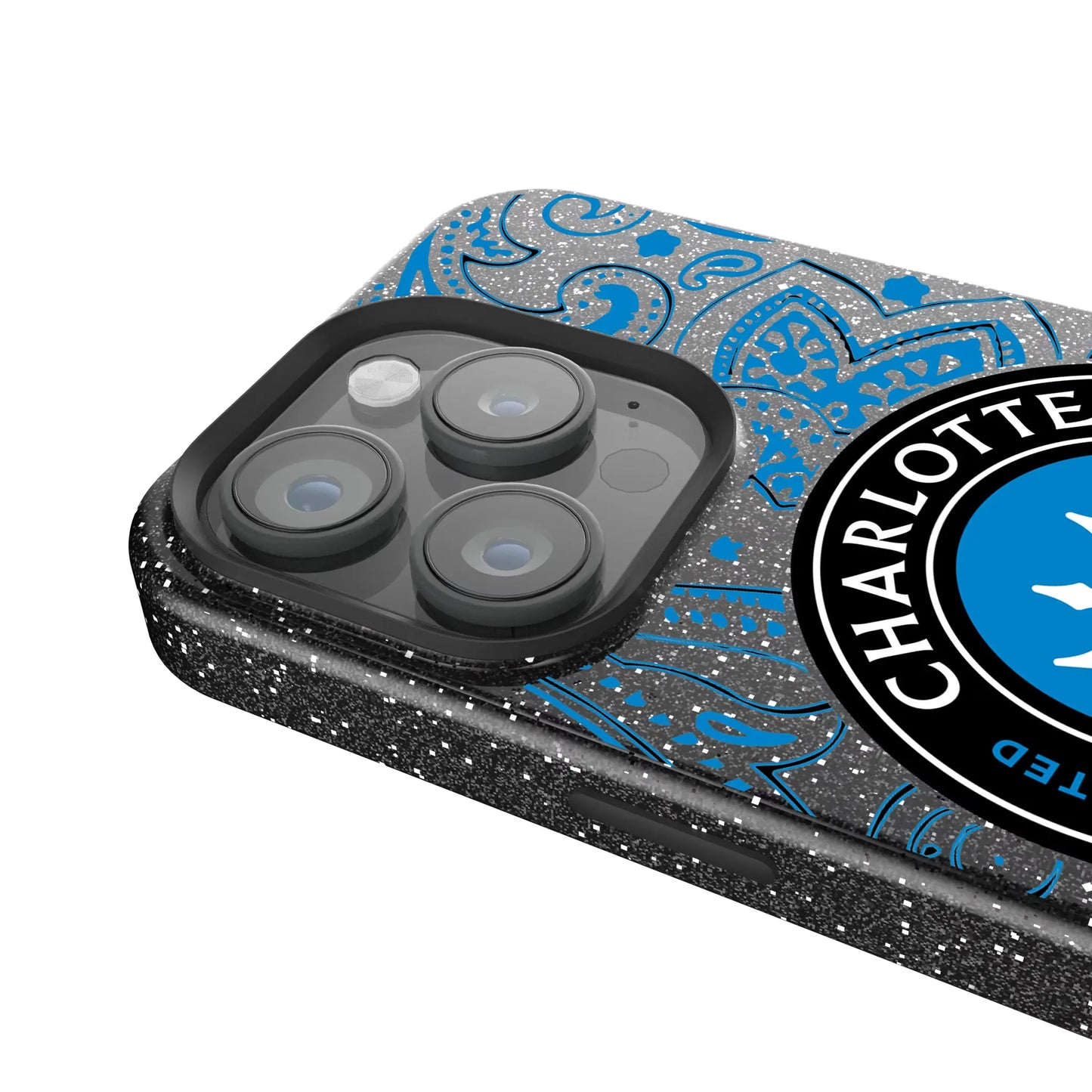 Charlotte FC Paisley Black Bling Phone Case for Apple iPhone