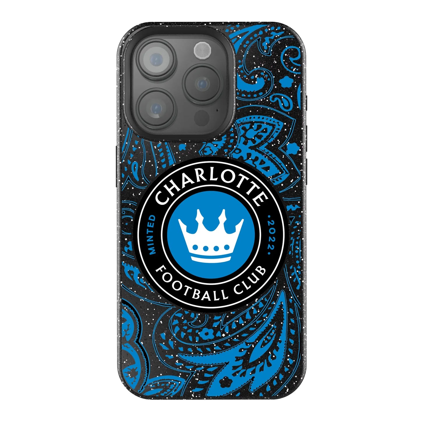 Charlotte FC Paisley Black Bling Phone Case for Apple iPhone