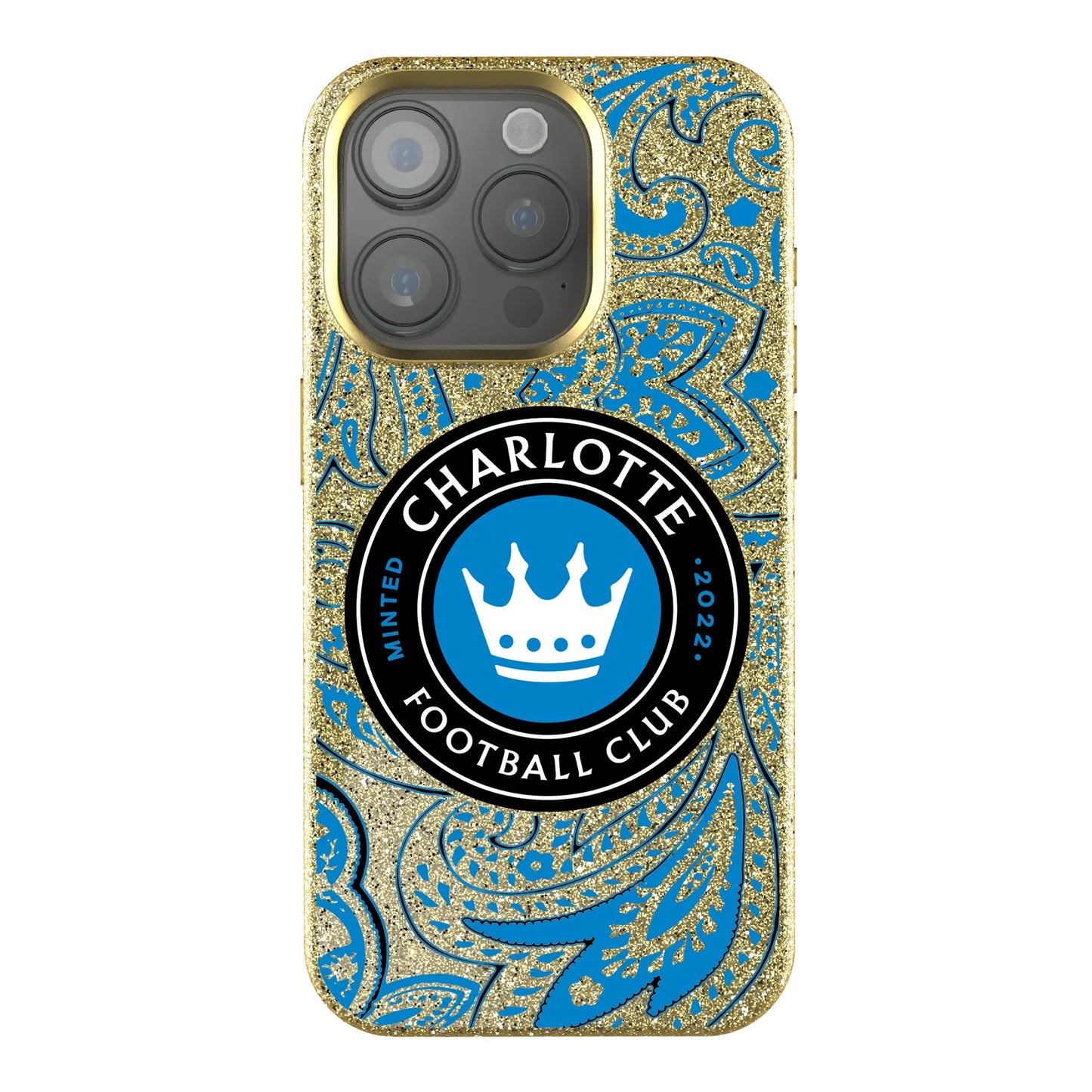 Charlotte FC Paisley Bling Phone Case for Apple iPhone
