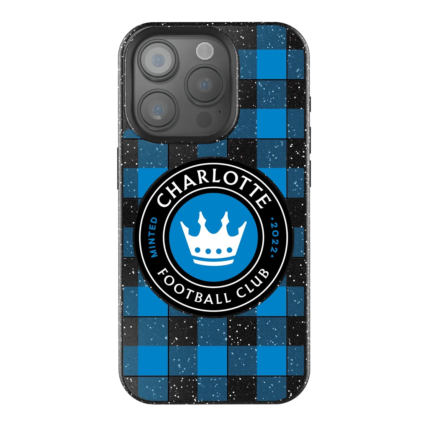 Charlotte FC Plaid Black Bling Phone Case for Apple iPhone
