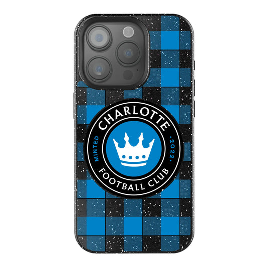 Charlotte FC Plaid Black Bling Phone Case for Apple iPhone