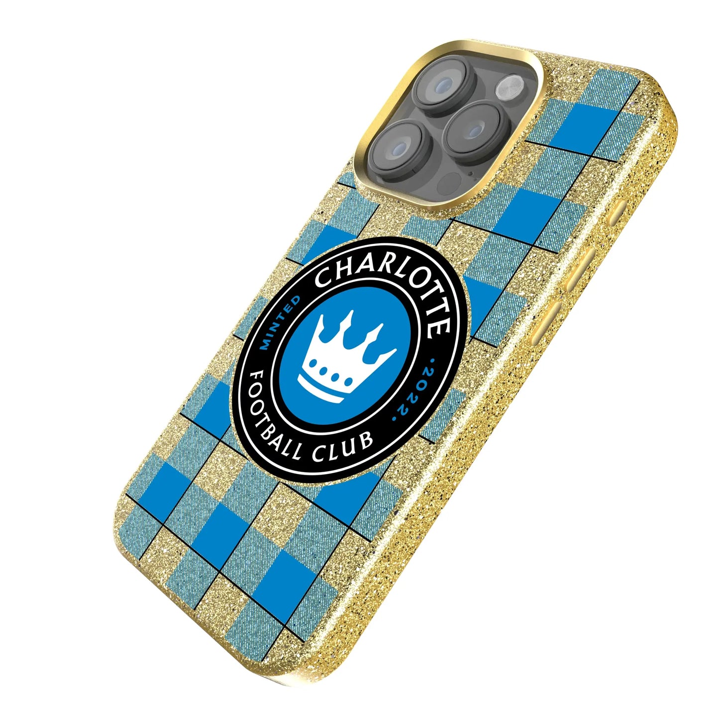 Charlotte FC Plaid Bling Phone Case for Apple iPhone