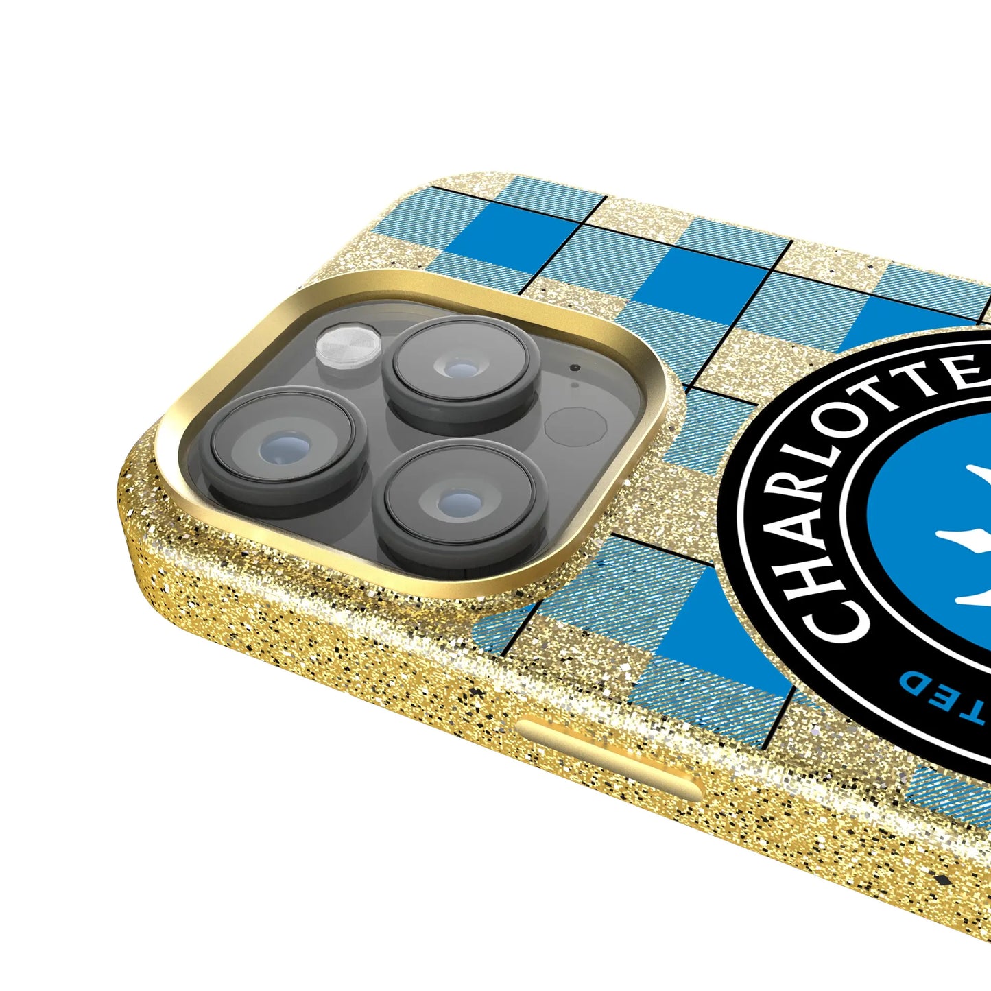 Charlotte FC Plaid Bling Phone Case for Apple iPhone