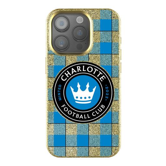 Charlotte FC Plaid Bling Phone Case for Apple iPhone