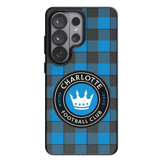 Charlotte FC Plaid MagSafe Compatible Phone Case for Samsung Galaxy