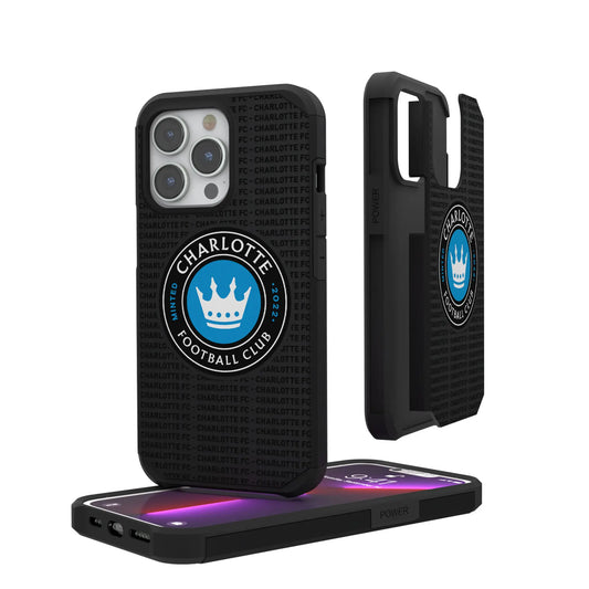 Charlotte FC Text Backdrop Rugged Phone Case for Apple iPhone