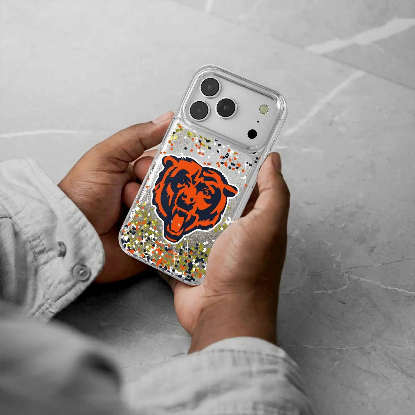 Chicago Bears Confetti Glitter Phone Case for Apple iPhone
