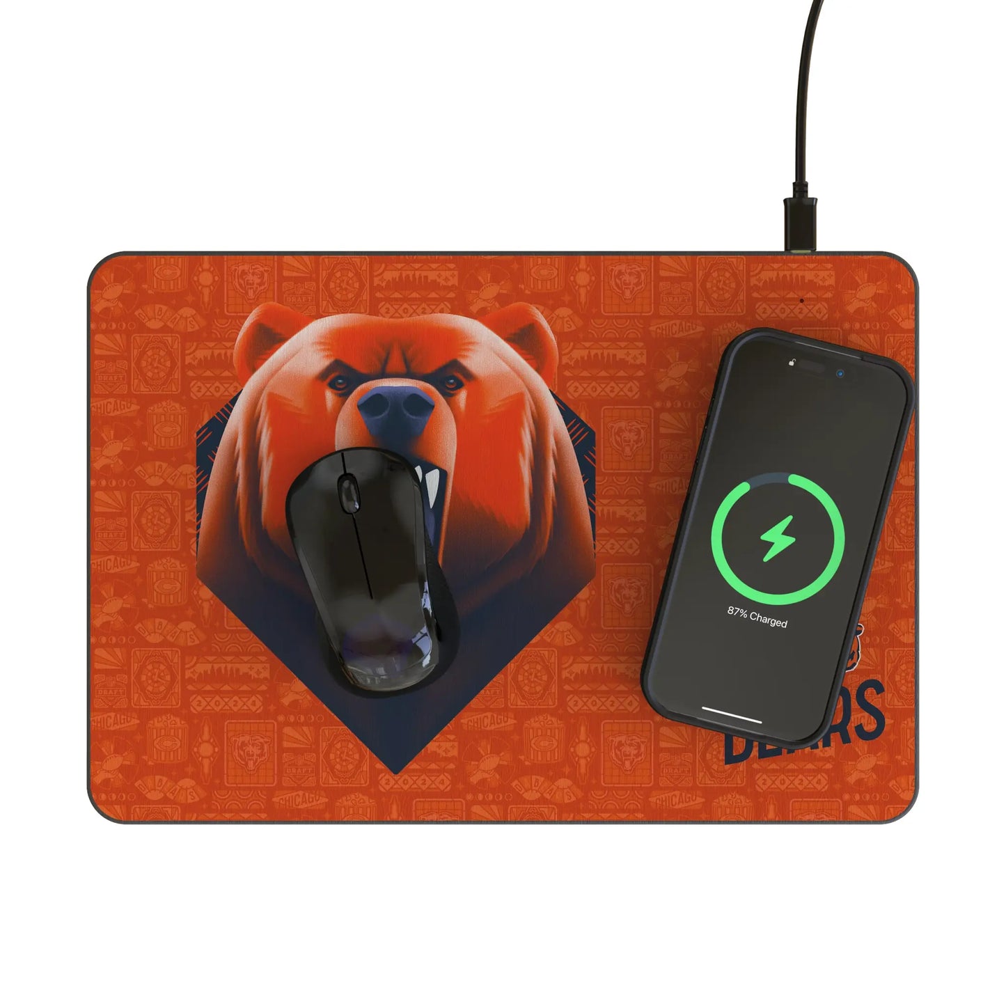 Chicago Bears Deco 15-Watt Wireless Charger and Mouse Pad