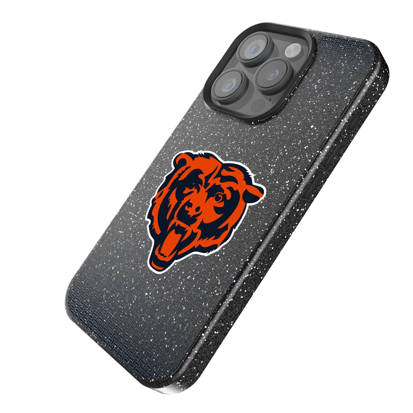 Chicago Bears Linen Black Bling Phone Case for Apple iPhone