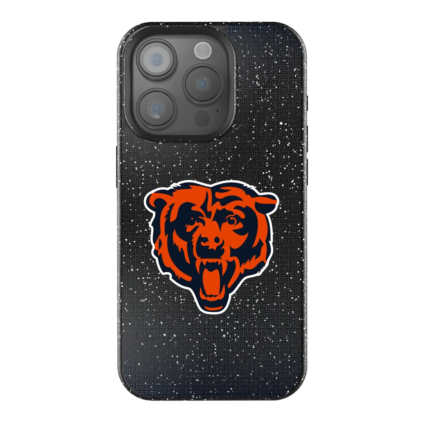 Chicago Bears Linen Black Bling Phone Case for Apple iPhone