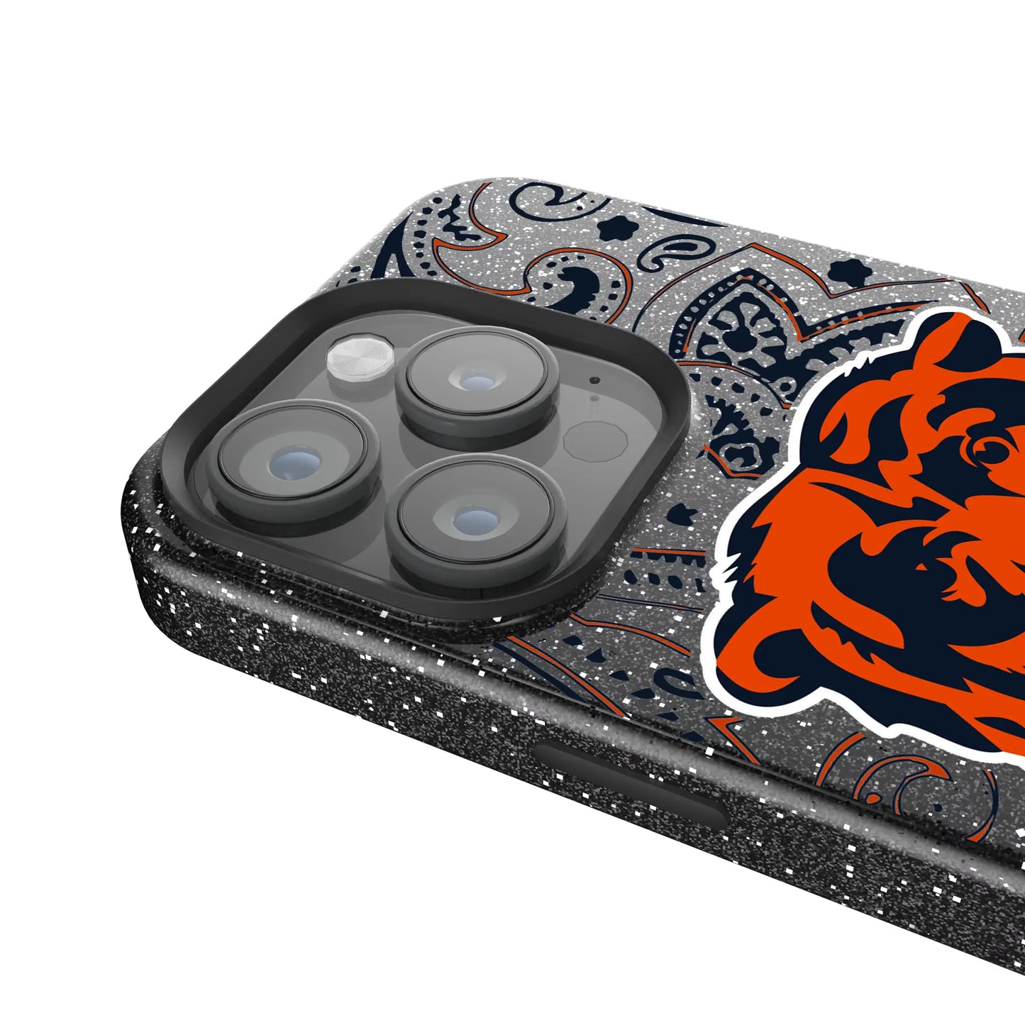 Chicago Bears Paisley Black Bling Phone Case for Apple iPhone