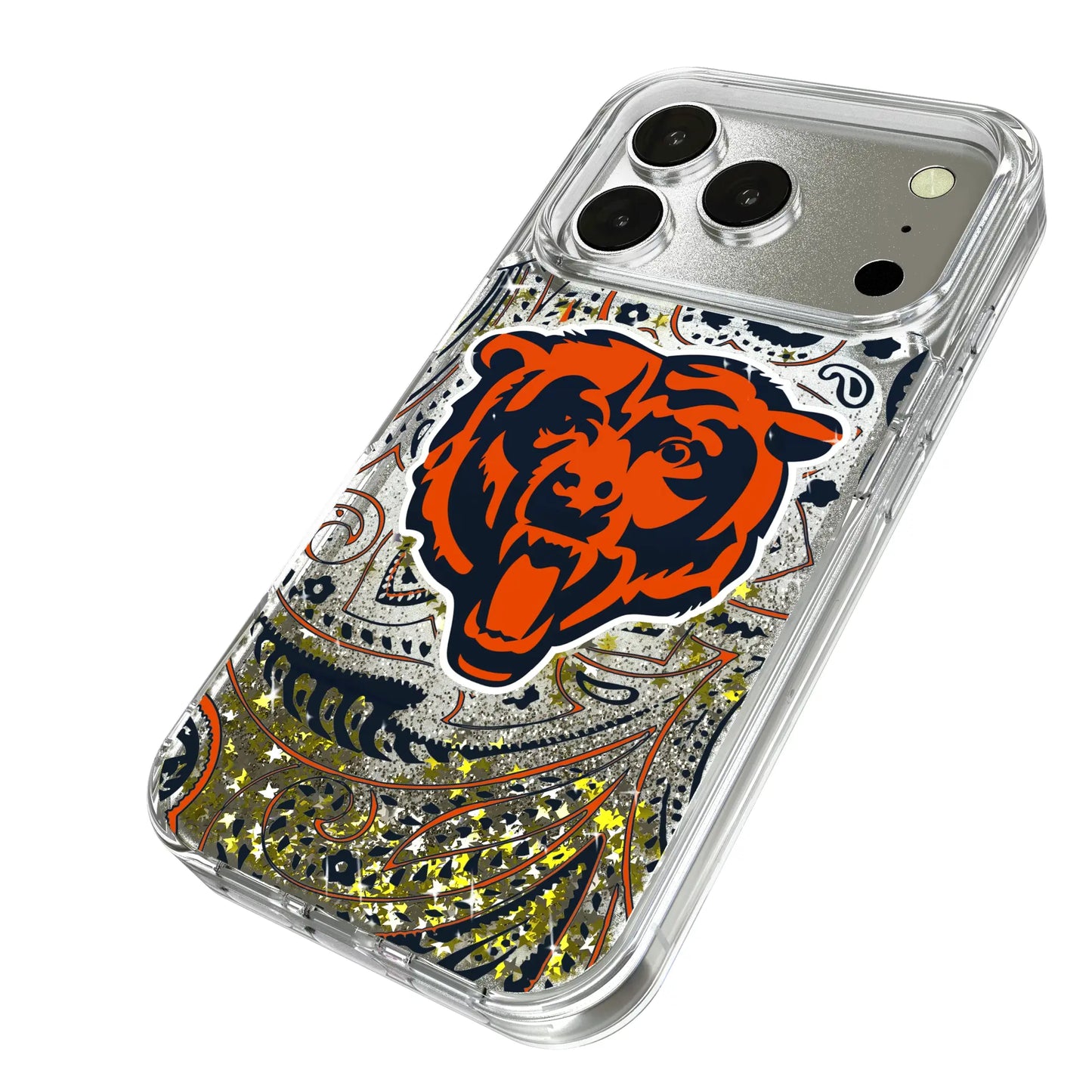Chicago Bears Paisley Glitter Phone Case for Apple iPhone