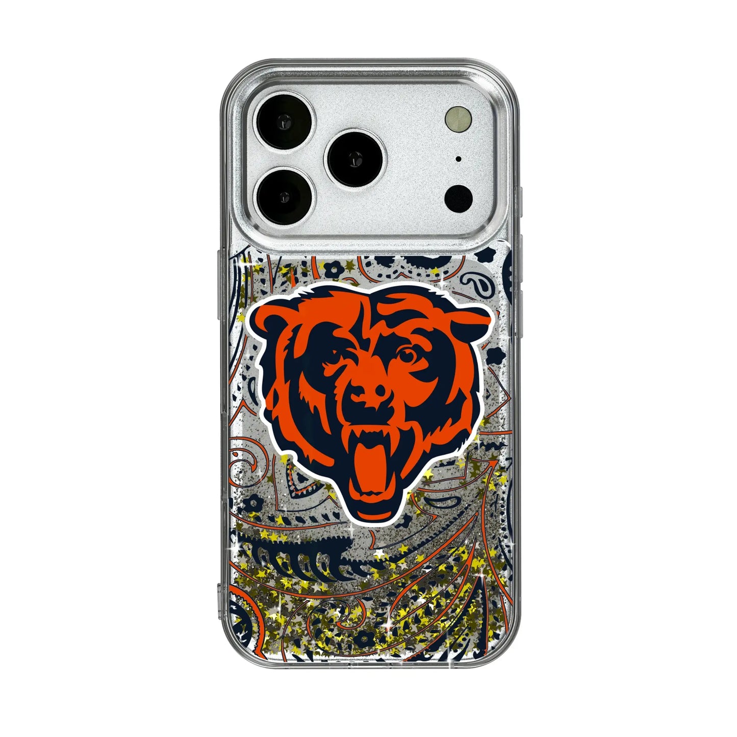 Chicago Bears Paisley Glitter Phone Case for Apple iPhone