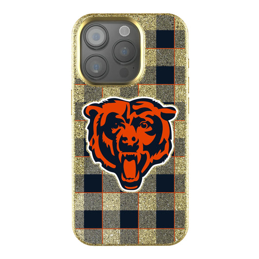 Chicago Bears Plaid Bling Phone Case for Apple iPhone