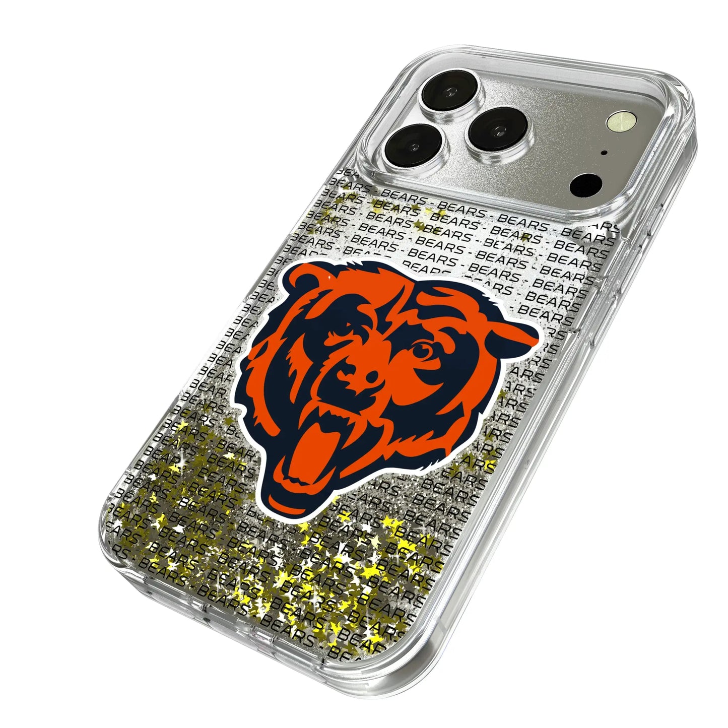 Chicago Bears Text Backdrop Glitter Phone Case for Apple iPhone