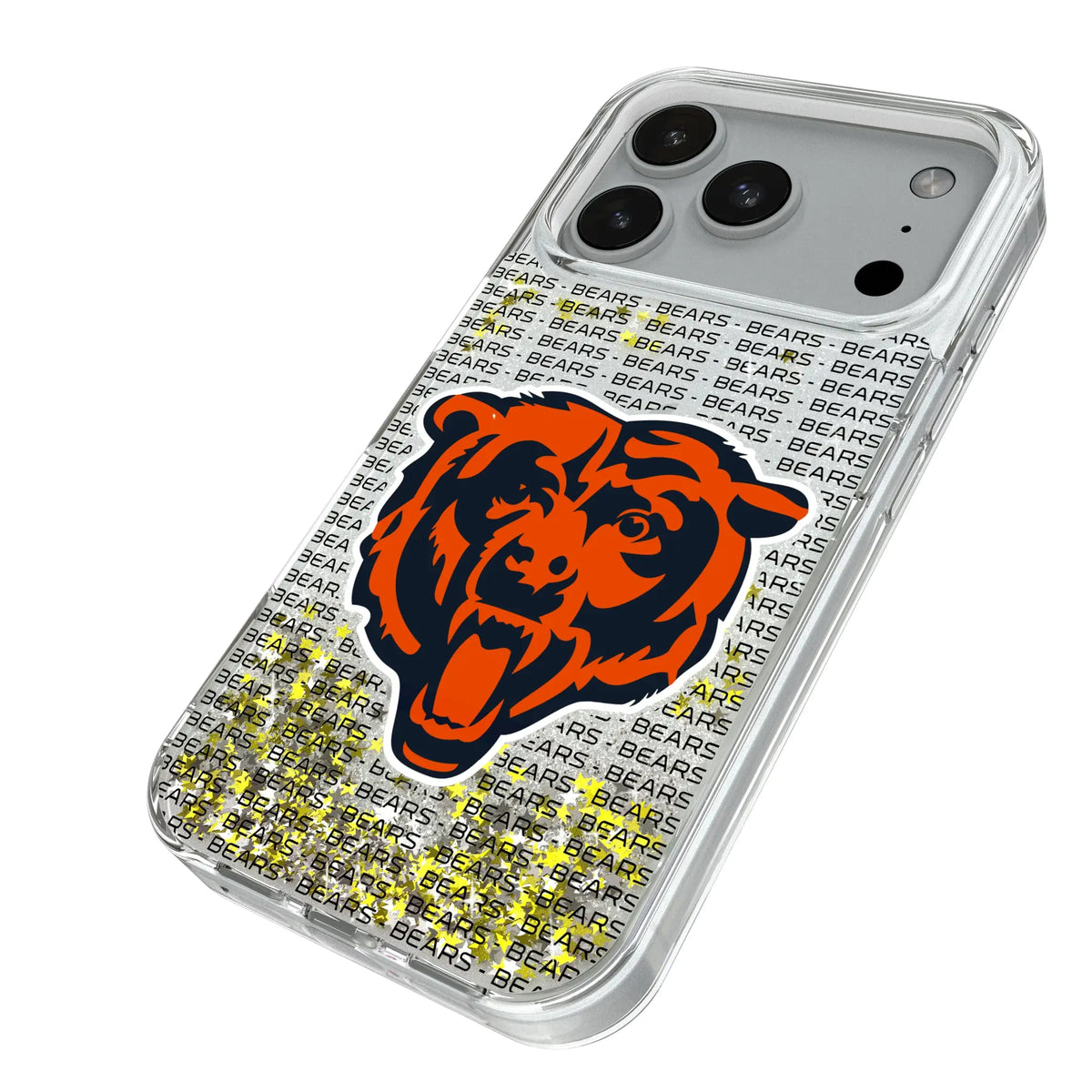 Chicago Bears Text Backdrop Glitter Phone Case for Apple iPhone