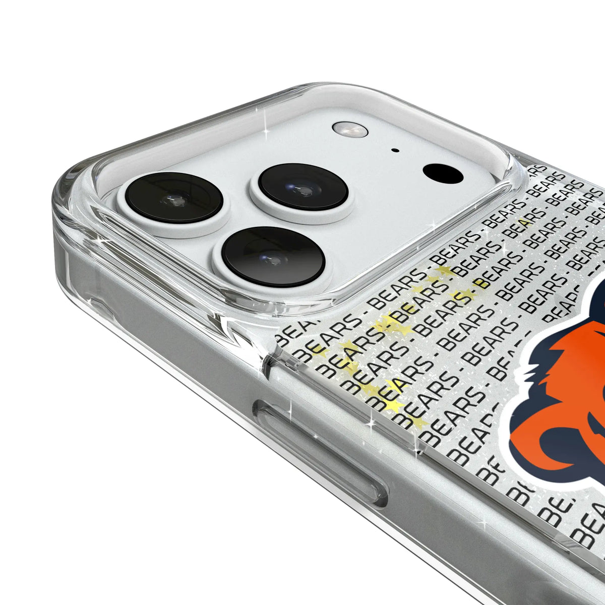 Chicago Bears Text Backdrop Glitter Phone Case for Apple iPhone