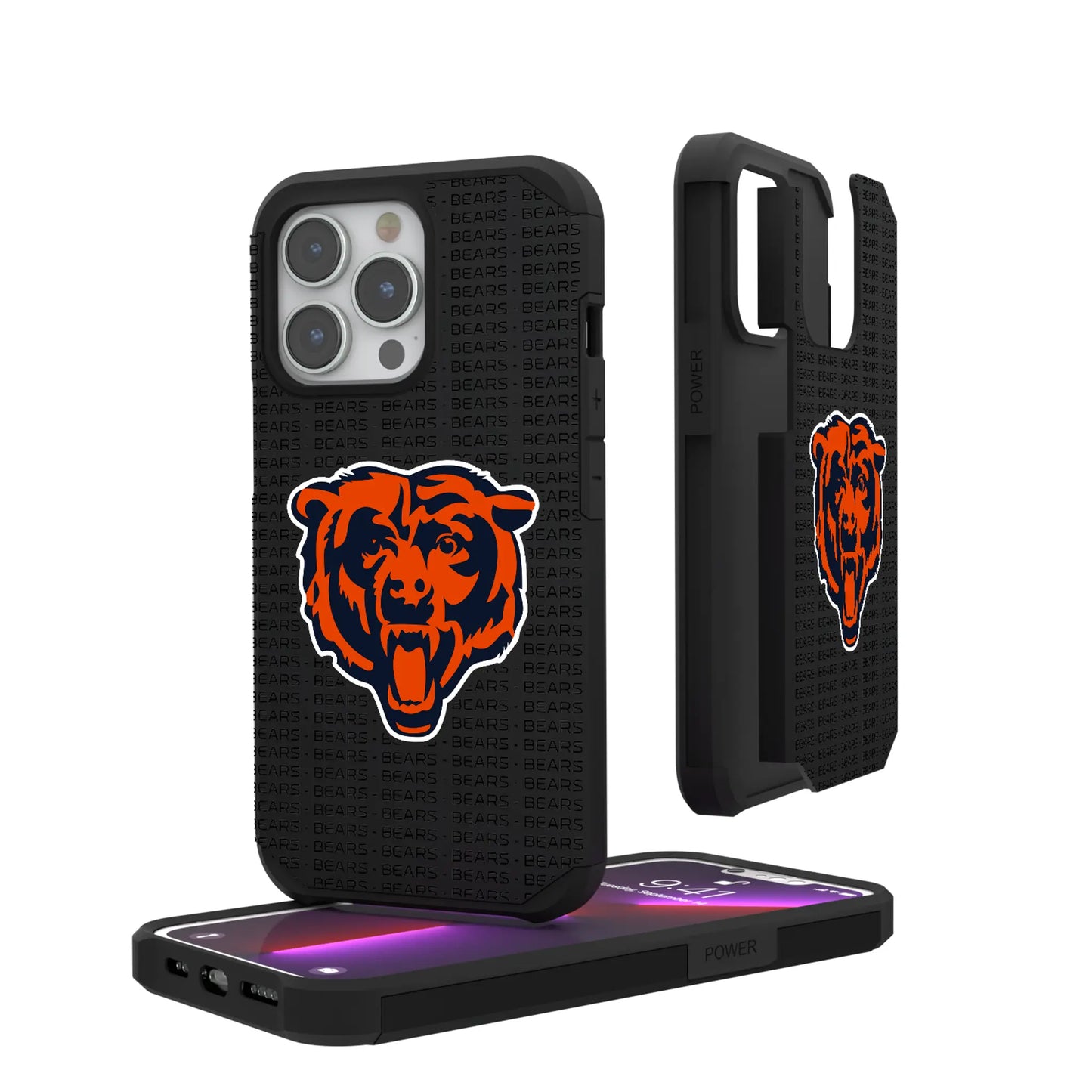 Chicago Bears Text Backdrop Rugged Phone Case for Apple iPhone