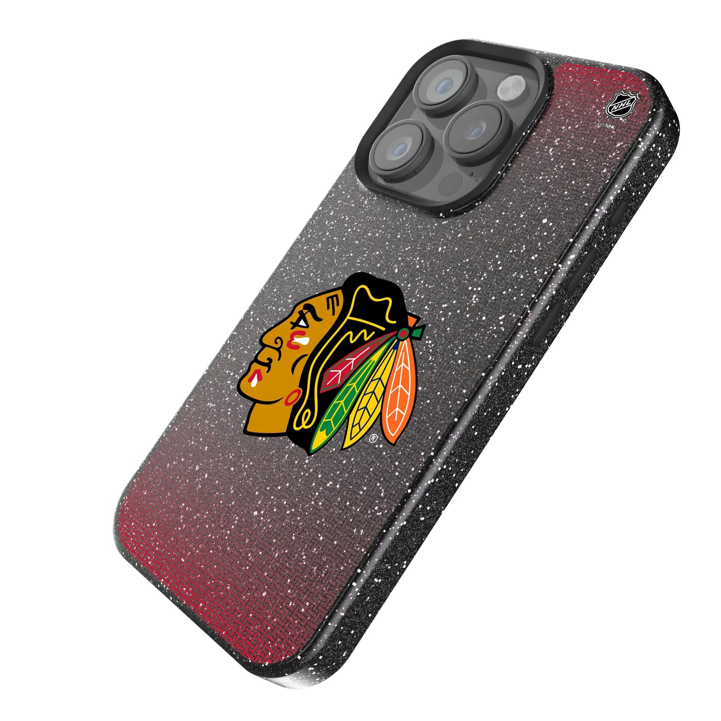 Chicago Blackhawks Linen Black Bling Phone Case for Apple iPhone