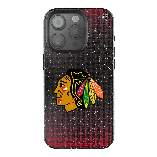 Chicago Blackhawks Linen Black Bling Phone Case for Apple iPhone