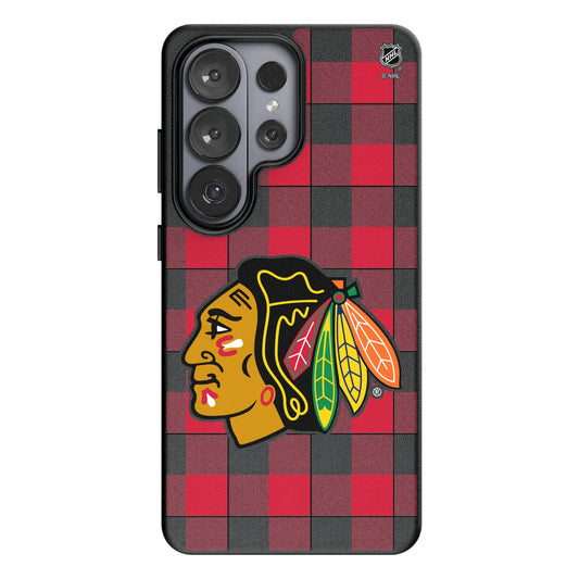 Chicago Blackhawks Plaid MagSafe Compatible Phone Case for Samsung Galaxy