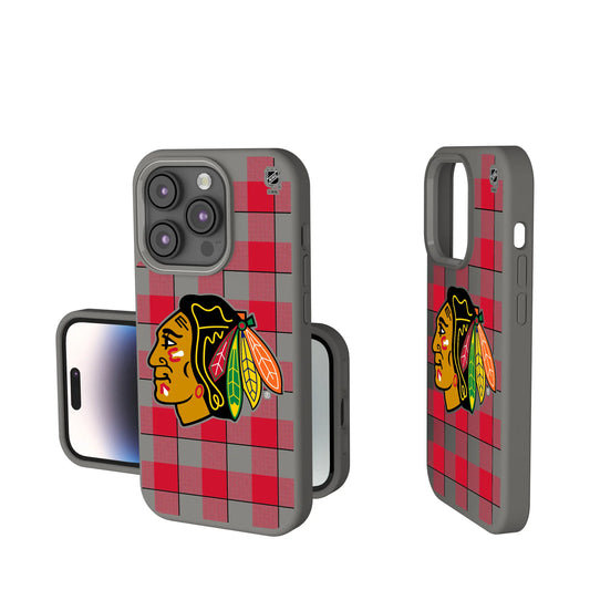Chicago Blackhawks Plaid Soft Touch Phone Case for Apple iPhone