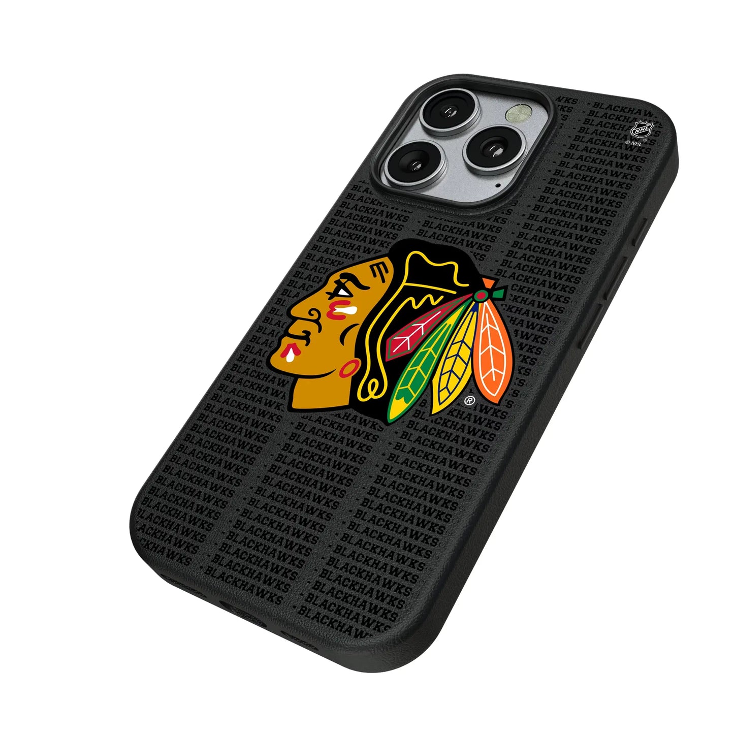 Chicago Blackhawks Text Backdrop MagSafe Compatible Phone Case for Apple iPhone