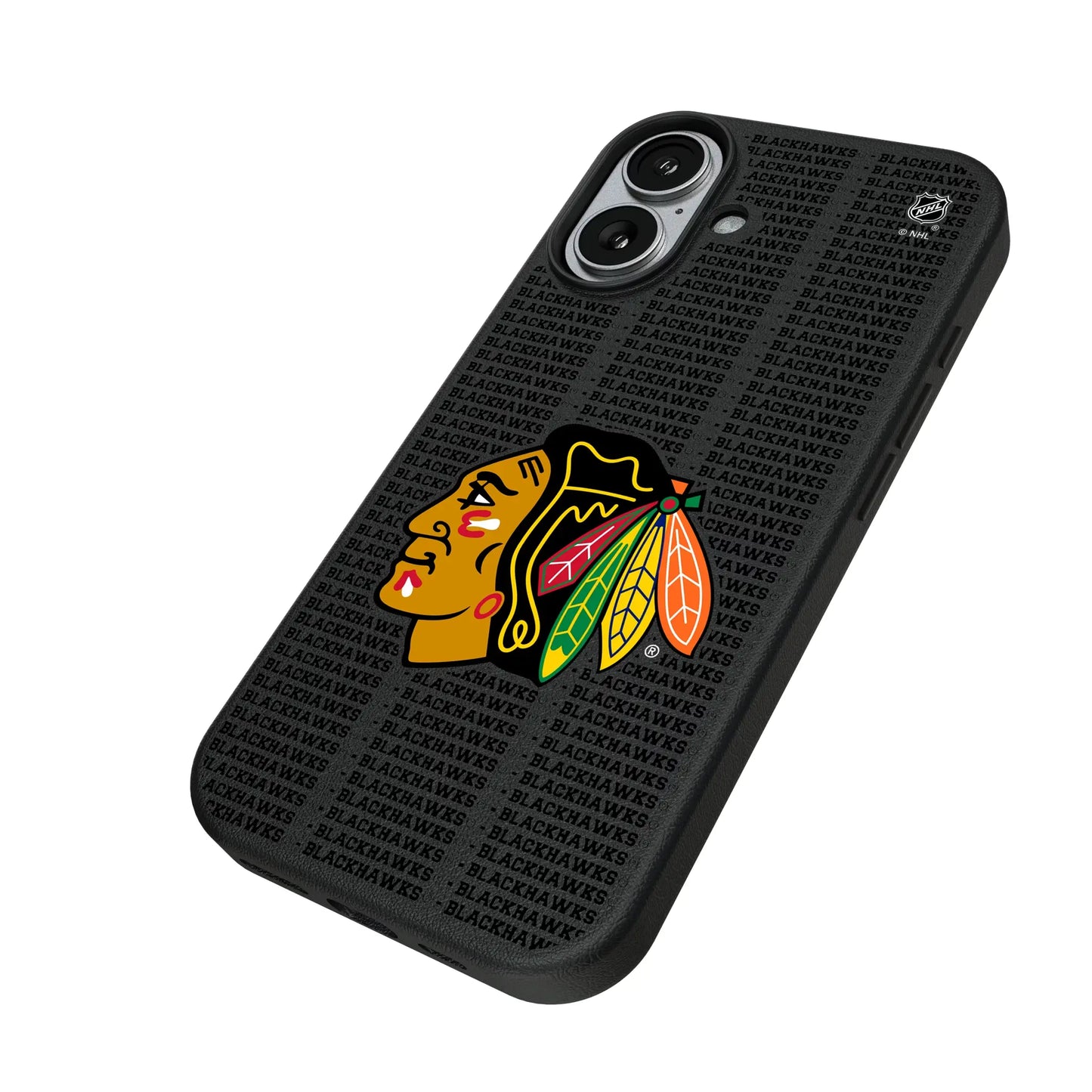 Chicago Blackhawks Text Backdrop MagSafe Compatible Phone Case for Apple iPhone
