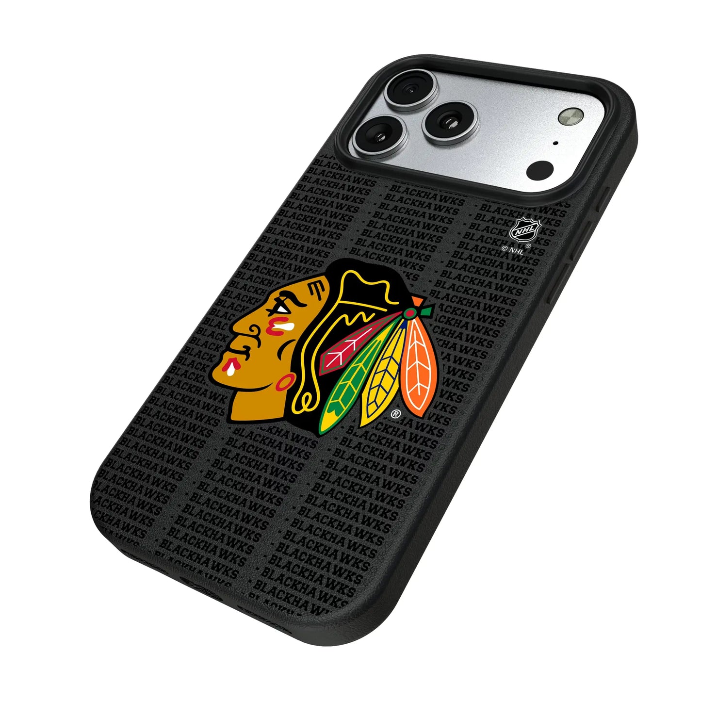 Chicago Blackhawks Text Backdrop MagSafe Compatible Phone Case for Apple iPhone