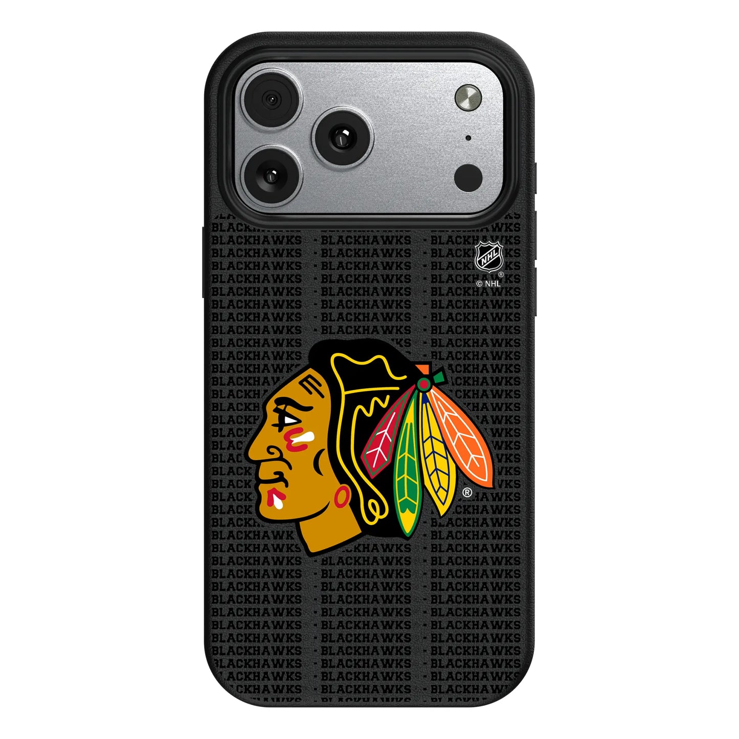 Chicago Blackhawks Text Backdrop MagSafe Compatible Phone Case for Apple iPhone