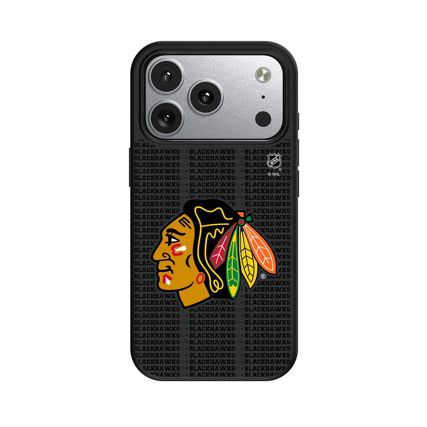 Chicago Blackhawks Text Backdrop MagSafe Compatible Phone Case for Apple iPhone