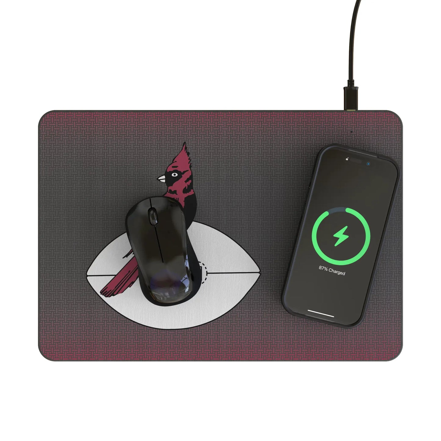 Chicago Cardinals 1947-1959 Historic Collection Linen 15-Watt Wireless Charger and Mouse Pad
