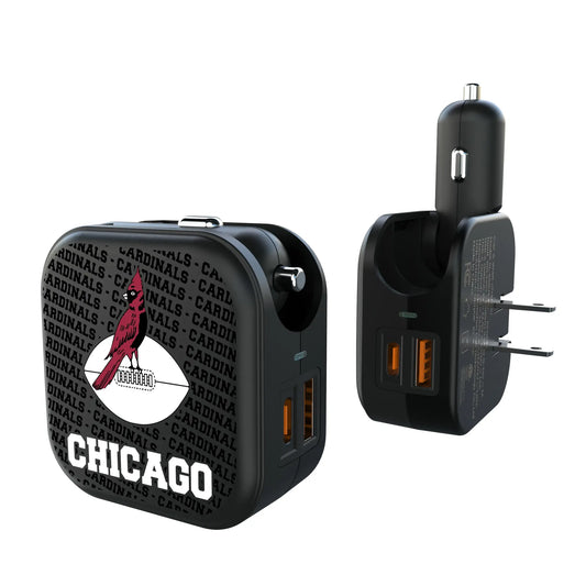 Chicago Cardinals 1947-1959 Historic Collection Text Backdrop 2 in 1 USB A/C Charger
